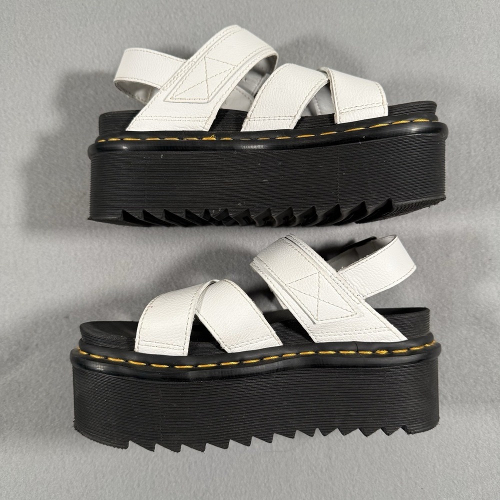 Dr. Martens Voss II Quad Strappy Platform Women's White Sandal Leather Size 5